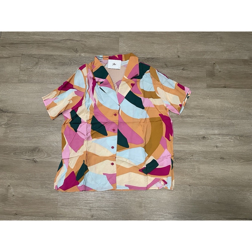 NWOT Yllw The Label Multicolor Summer Women's Sz M Button Shirt Festival Boho